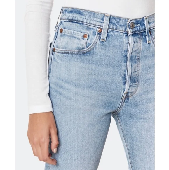 Levi's 501 Straight High Rise Blue Jeans - Picture 7 of 13